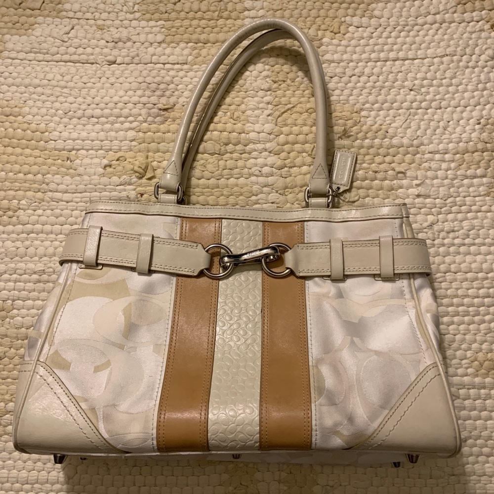 Vintage Coach Monogram Tapestry Tote